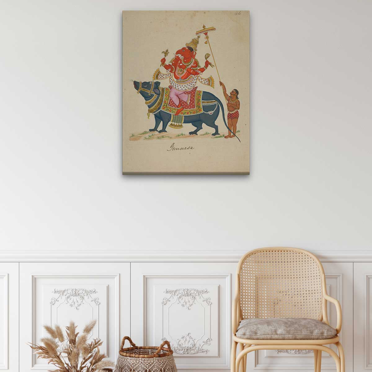Thajavur Ganesha Painting 3 : 4 Vertical Premium Wall Art Canvas by MeriDeewar