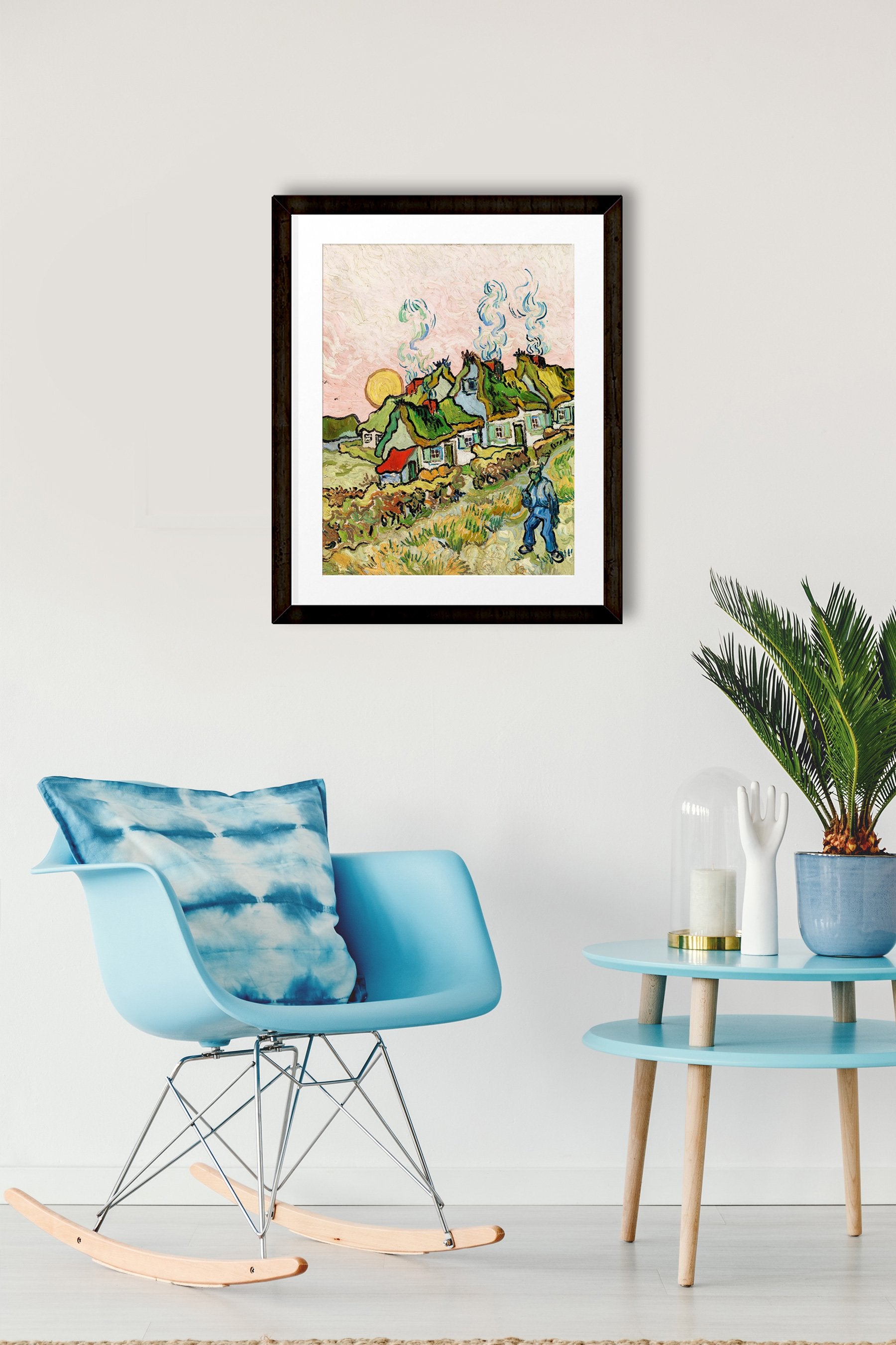Thatched Cottages in the Sunshine By Van Gogh Painting - Meri Deewar 4 :5 Vertical Premium Wall Art Canvas by MeriDeewar