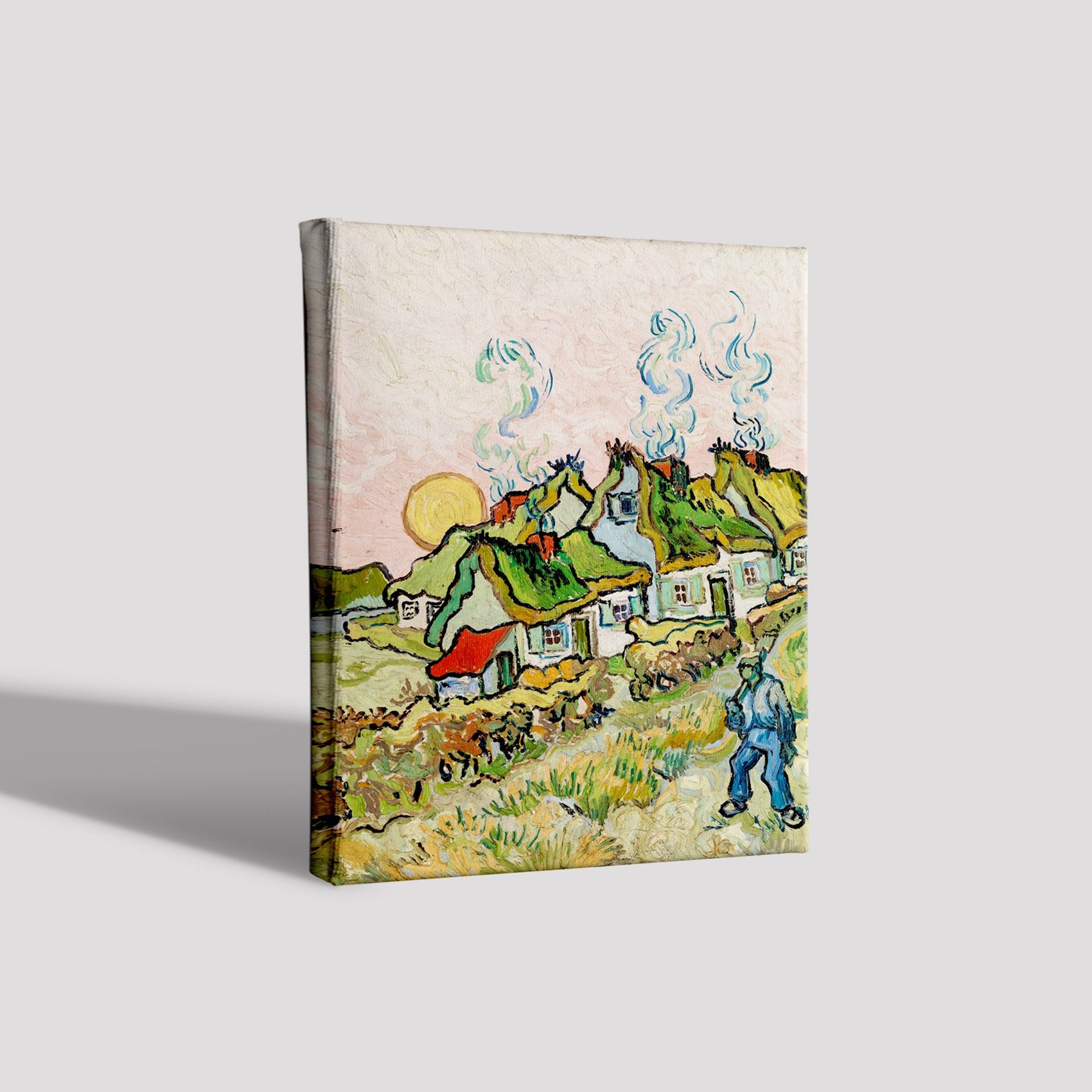 Thatched Cottages in the Sunshine By Van Gogh Painting - Meri Deewar 4 :5 Vertical Premium Wall Art Canvas by MeriDeewar
