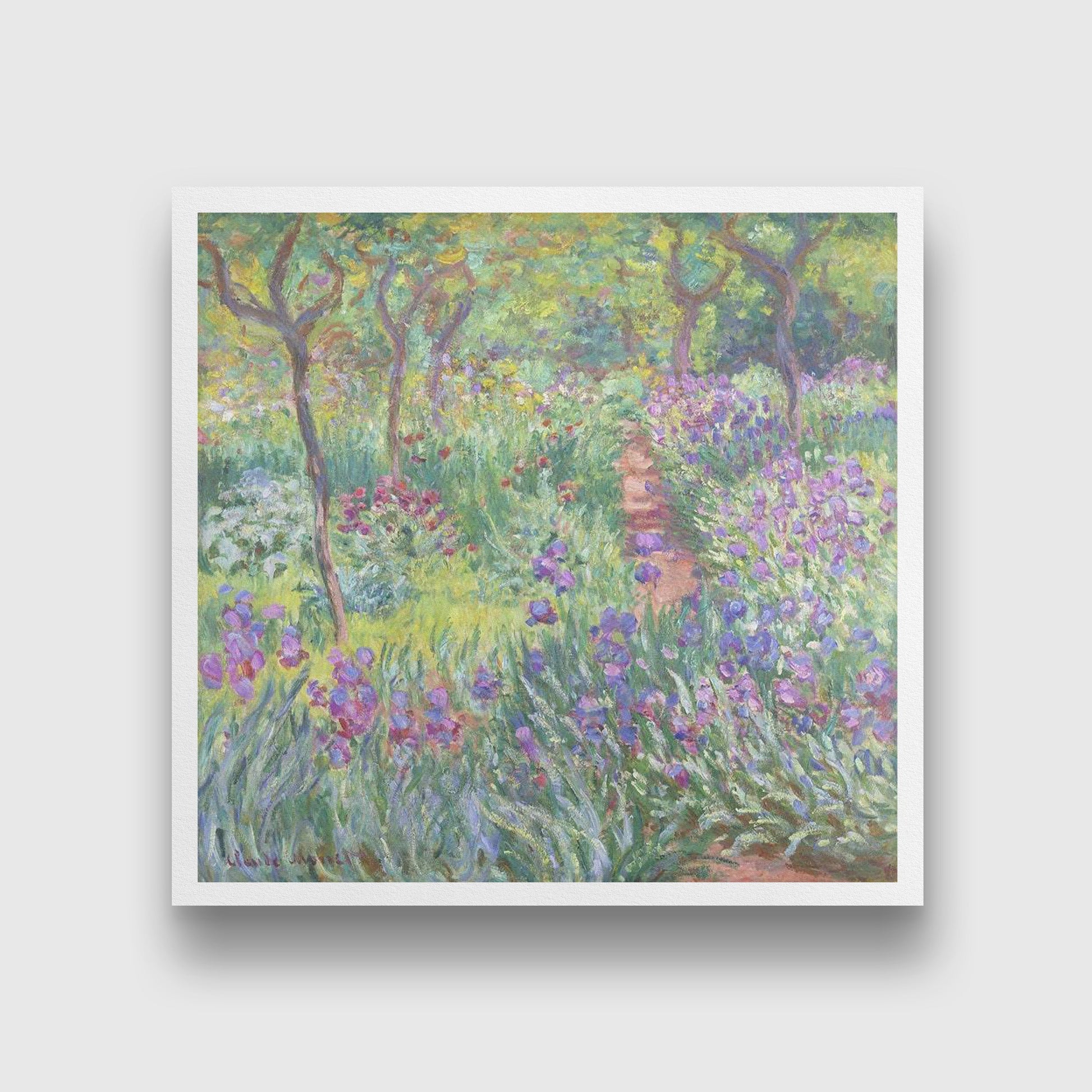 The Artist’s Garden in Giverny Painting By Claude Monet - Meri Deewar 1 : 1 Square Premium Wall Art Canvas by MeriDeewar