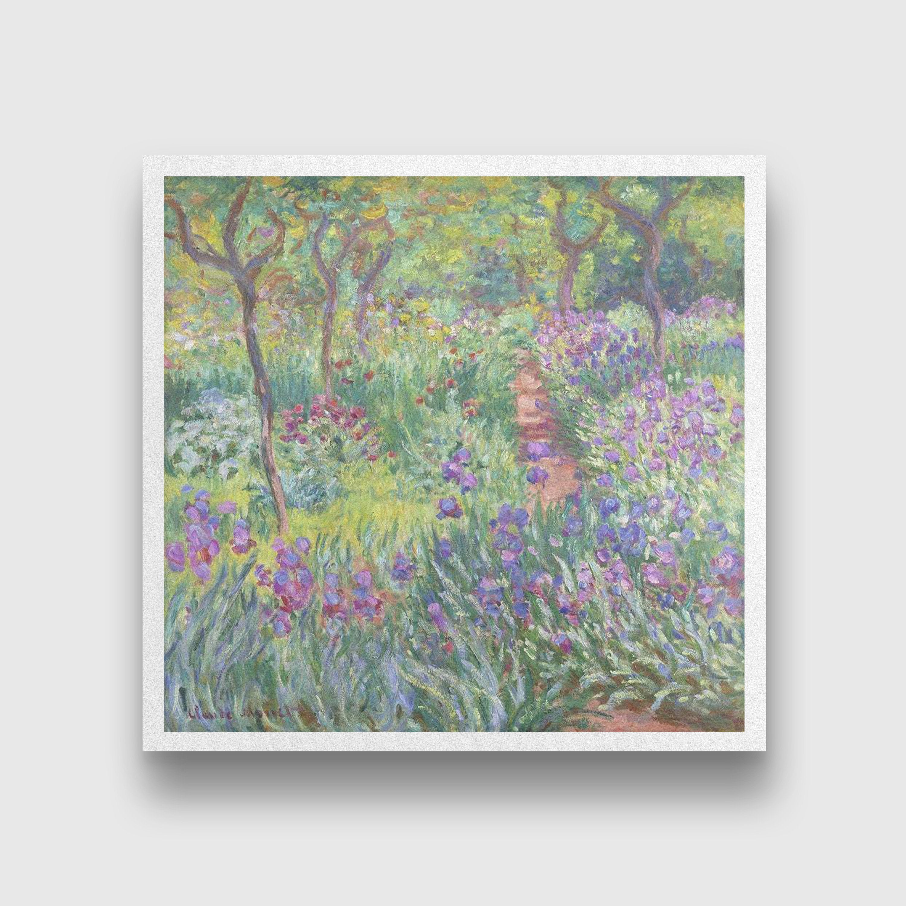 The Artist’s Garden in Giverny Painting By Claude Monet - Meri Deewar 1 : 1 Square Premium Wall Art Canvas by MeriDeewar