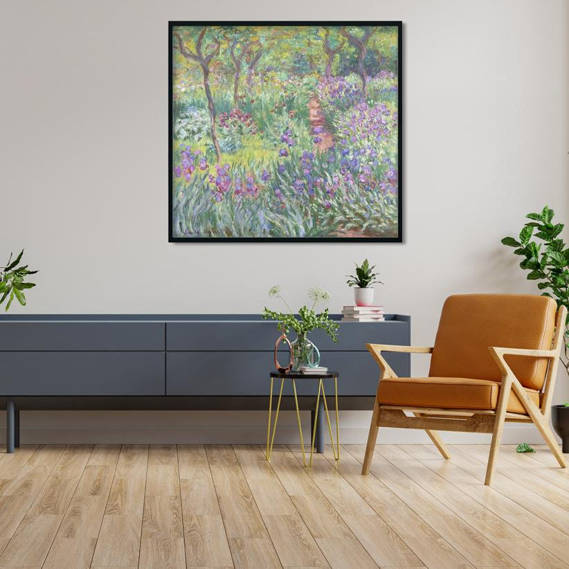 The Artist’s Garden in Giverny Painting By Claude Monet - Meri Deewar 1 : 1 Square Premium Wall Art Canvas by MeriDeewar