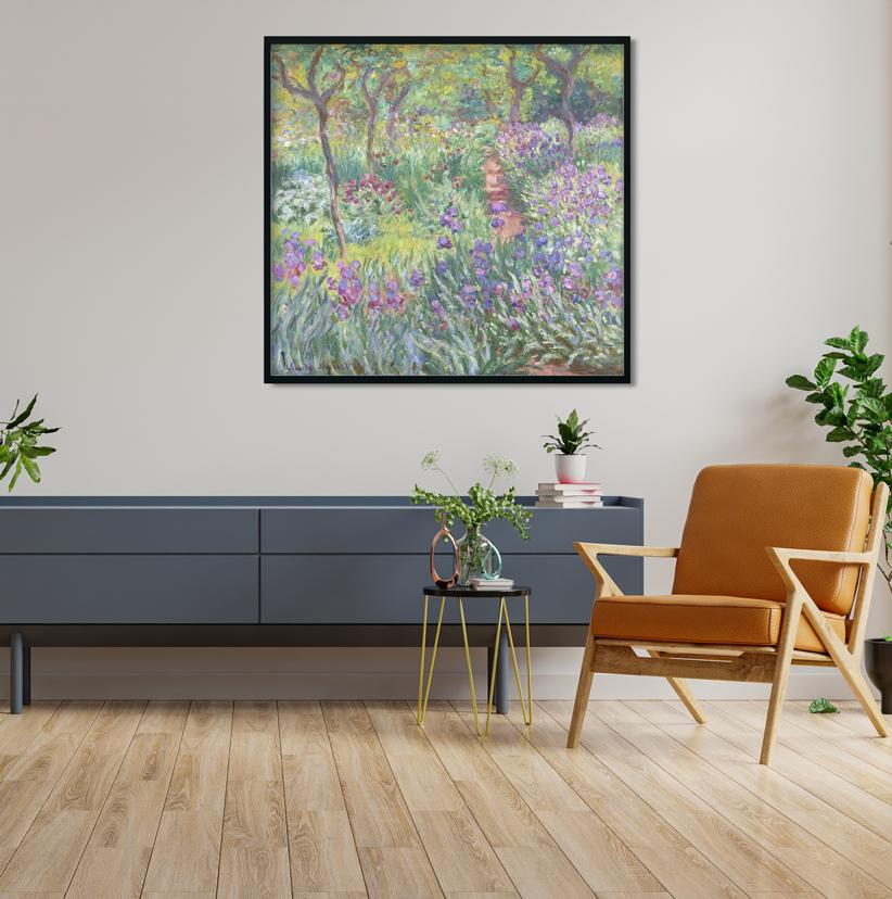 The Artist’s Garden in Giverny Painting By Claude Monet - Meri Deewar 1 : 1 Square Premium Wall Art Canvas by MeriDeewar