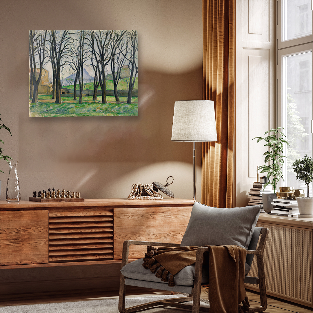 The Bare Trees at Jas de Bouffan Painting 5 : 4 Horizontal Premium Wall Art Canvas by MeriDeewar
