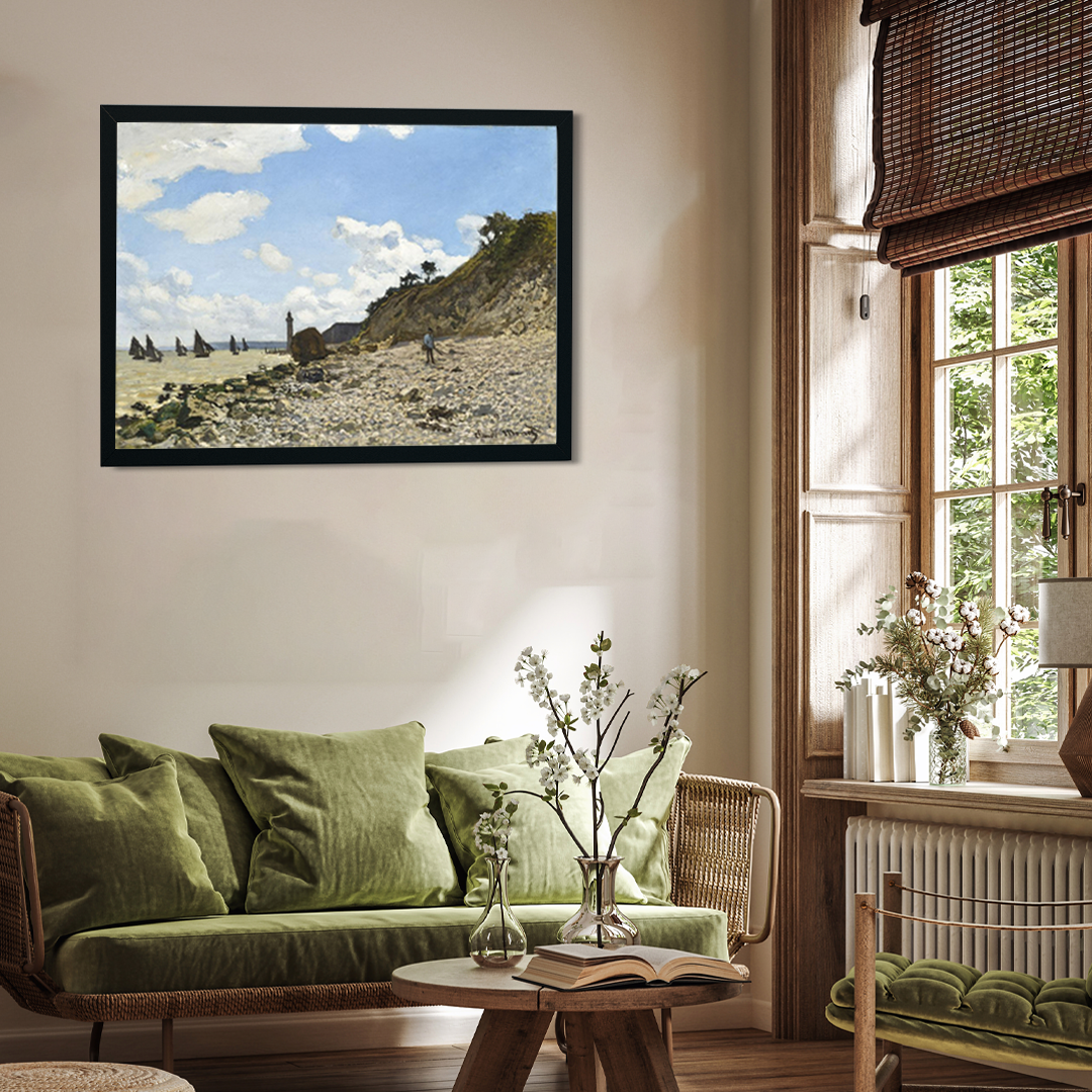 The Beach at Honfleur Painting 4 : 3 Horizontal Premium Wall Art Canvas by MeriDeewar