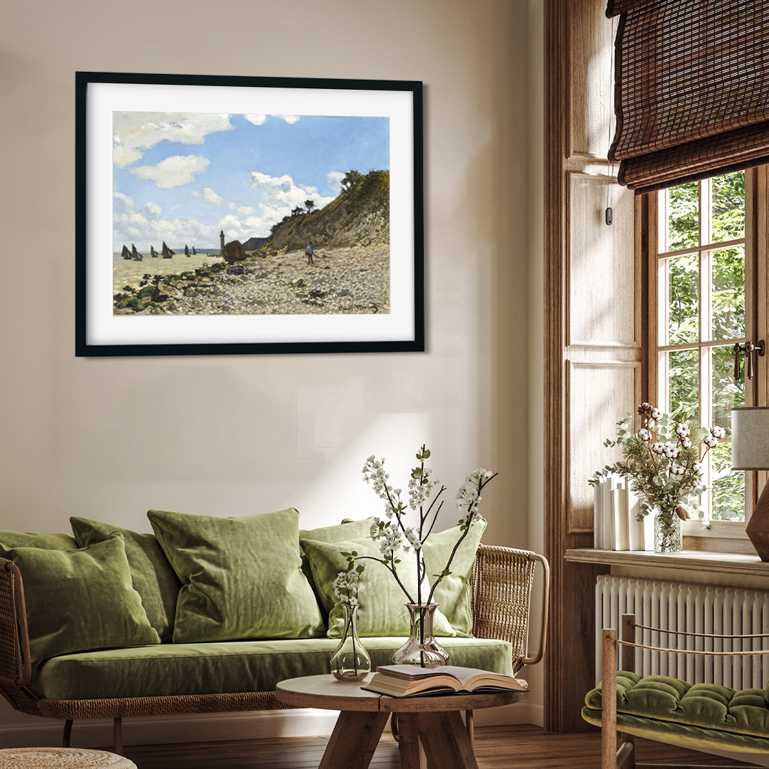 The Beach at Honfleur Painting 4 : 3 Horizontal Premium Wall Art Canvas by MeriDeewar