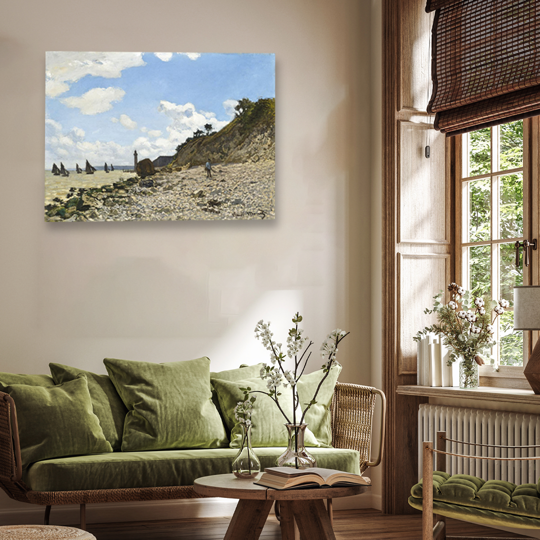 The Beach at Honfleur Painting 4 : 3 Horizontal Premium Wall Art Canvas by MeriDeewar