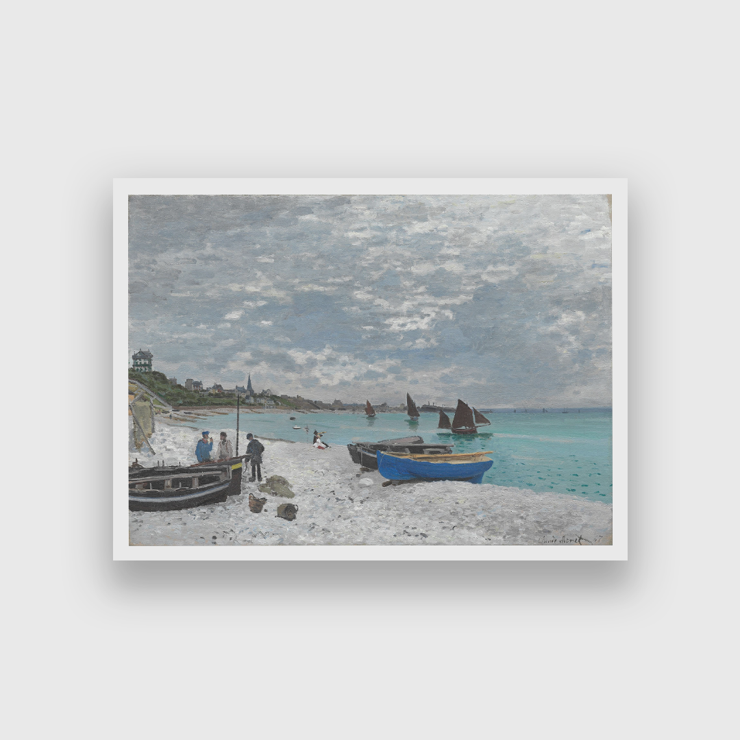 The Beach at Sainte Adresse Painting 4 : 3 Horizontal Premium Wall Art Canvas by MeriDeewar
