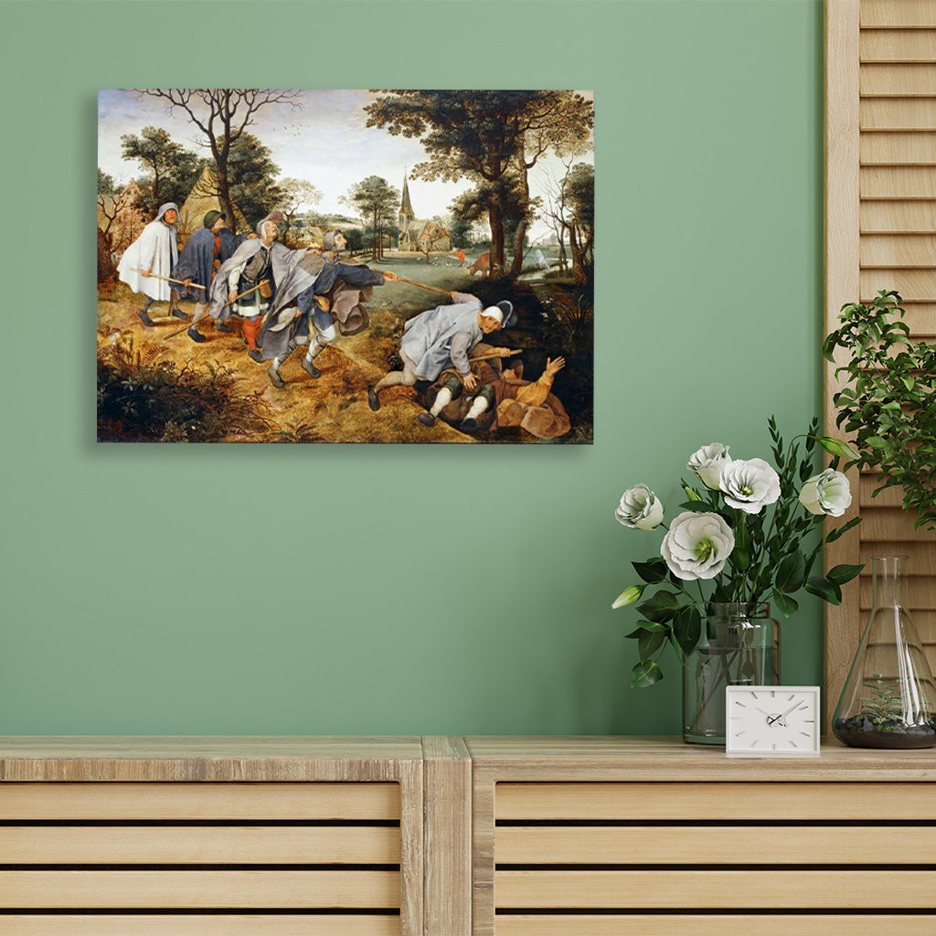 The Blind Leading the Blind Painting - Meri Deewar 4 : 3 Horizontal Premium Wall Art Canvas by MeriDeewar
