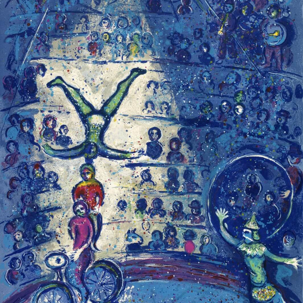 The blue circus Painting - Meri Deewar 3 : 4 Vertical Premium Wall Art Canvas by MeriDeewar