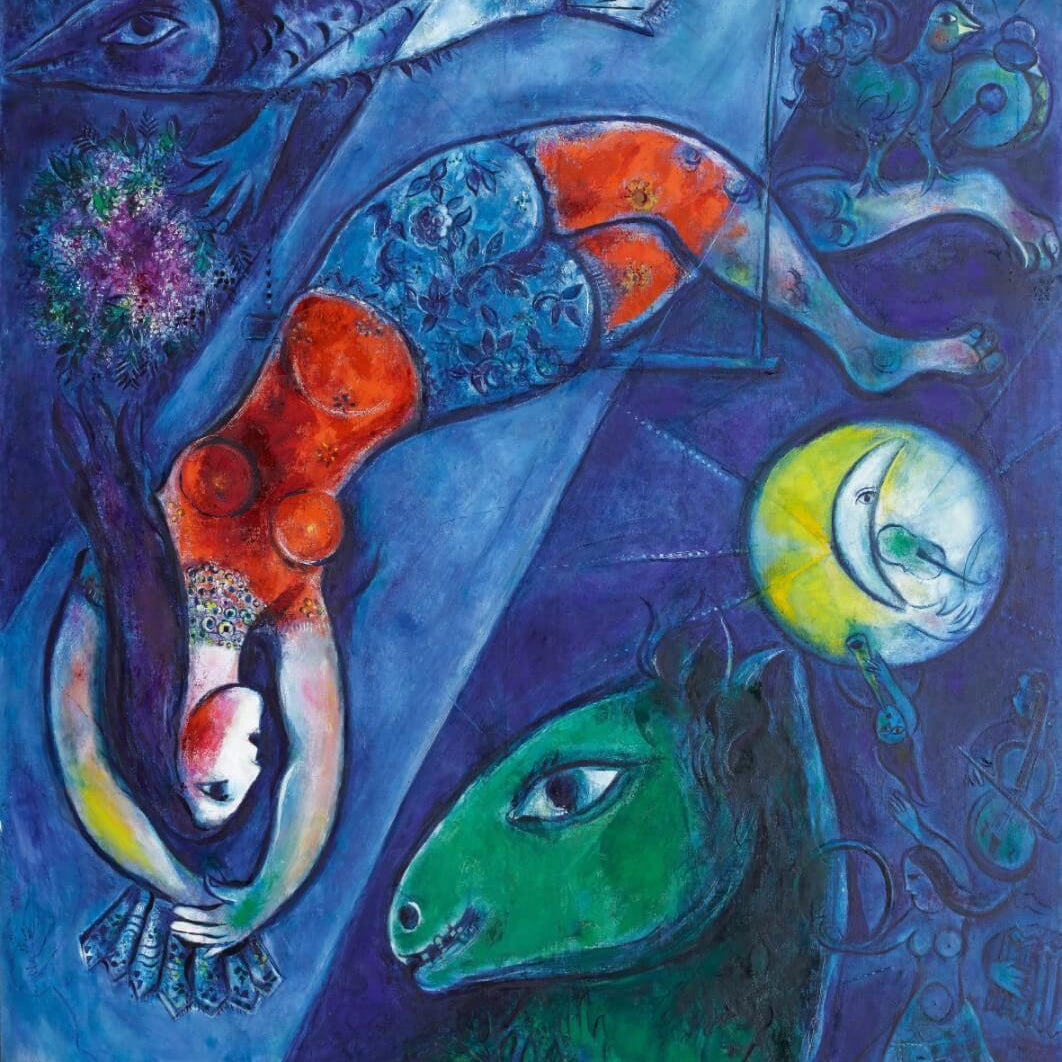 The blue circus Painting - Meri Deewar 3 : 4 Vertical Premium Wall Art Canvas by MeriDeewar