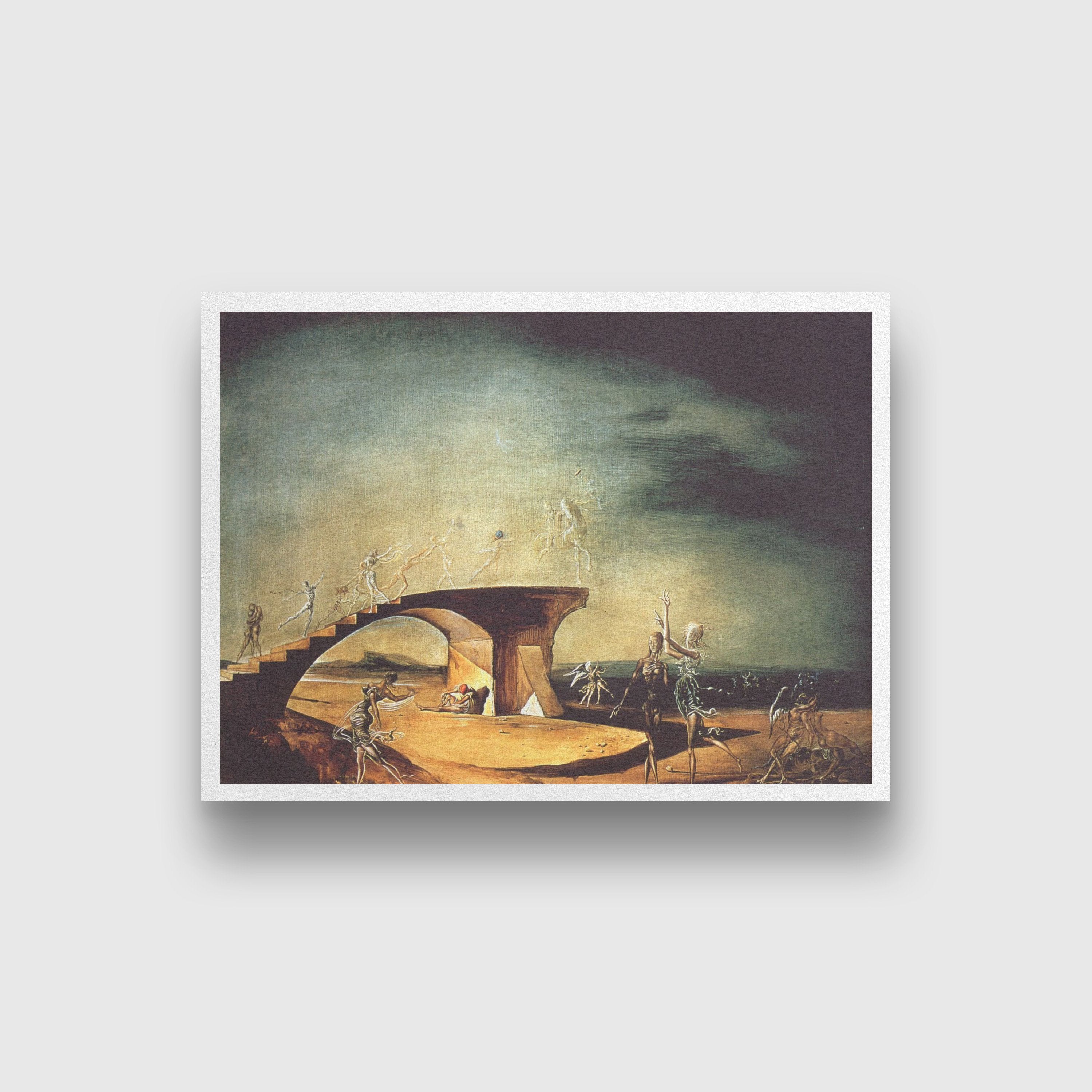 The Broken Bridge and the Dream Painting - Meri Deewar 4 : 3 Horizontal Premium Wall Art Canvas by MeriDeewar