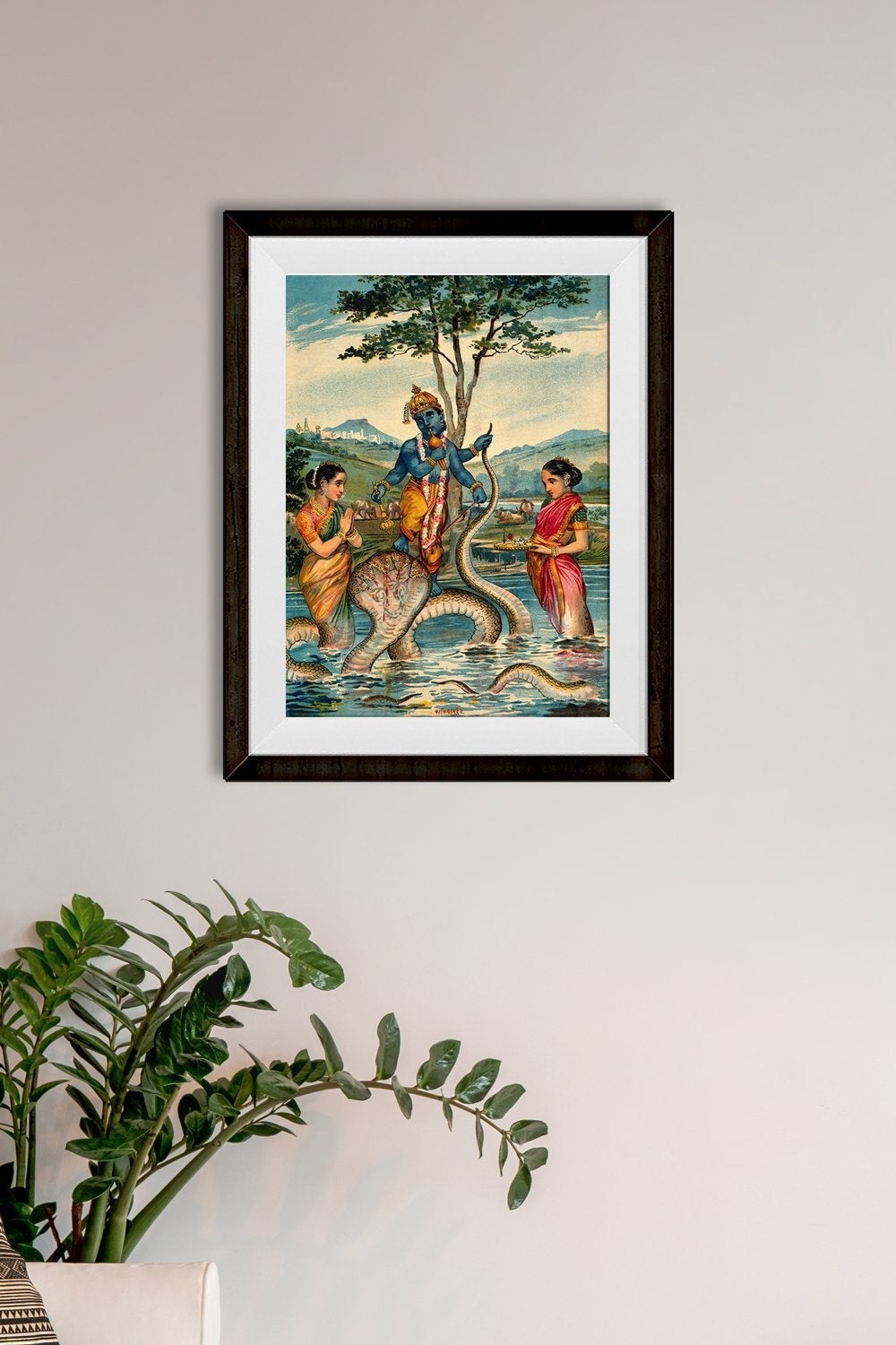 The child Krishna subdues the snake Kaliya Painting - Meri Deewar 2 : 3 Vertical Premium Wall Art Canvas by MeriDeewar