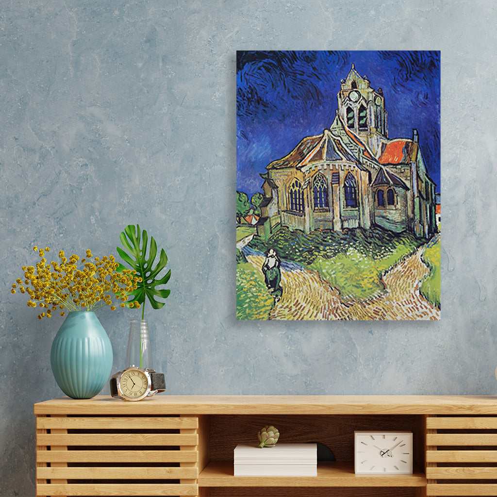 The Church at Auvers (1890) famous painting 3 : 4 Vertical Premium Wall Art Canvas by MeriDeewar