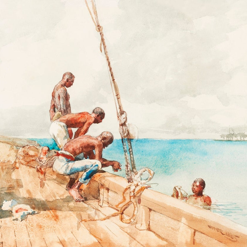 The Conch Divers painting - Meri Deewar 3 : 2 Horizontal Premium Wall Art Canvas by MeriDeewar