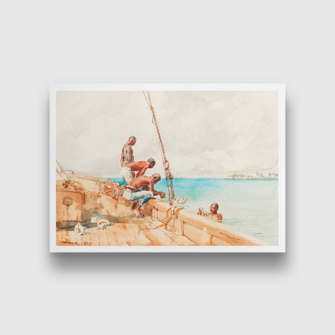 The Conch Divers painting - Meri Deewar 3 : 2 Horizontal Premium Wall Art Canvas by MeriDeewar