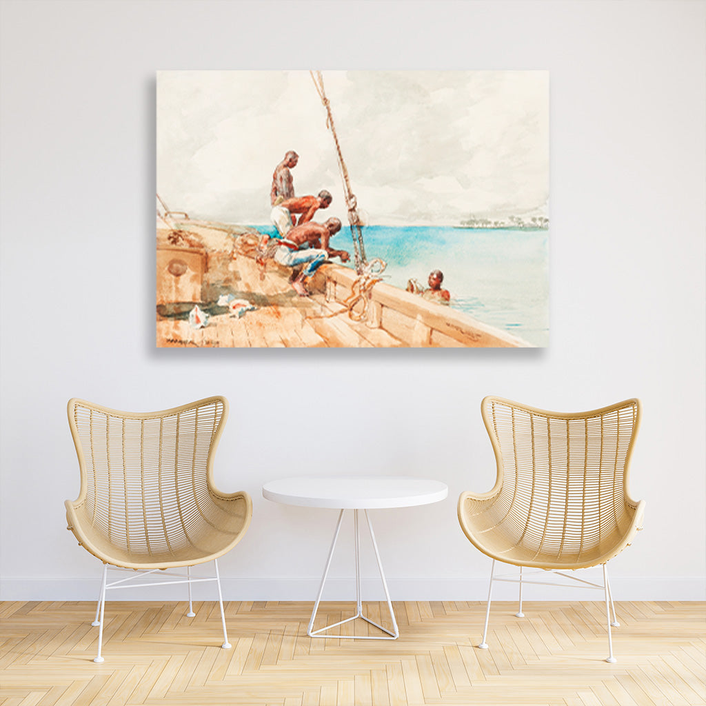 The Conch Divers painting - Meri Deewar 3 : 2 Horizontal Premium Wall Art Canvas by MeriDeewar
