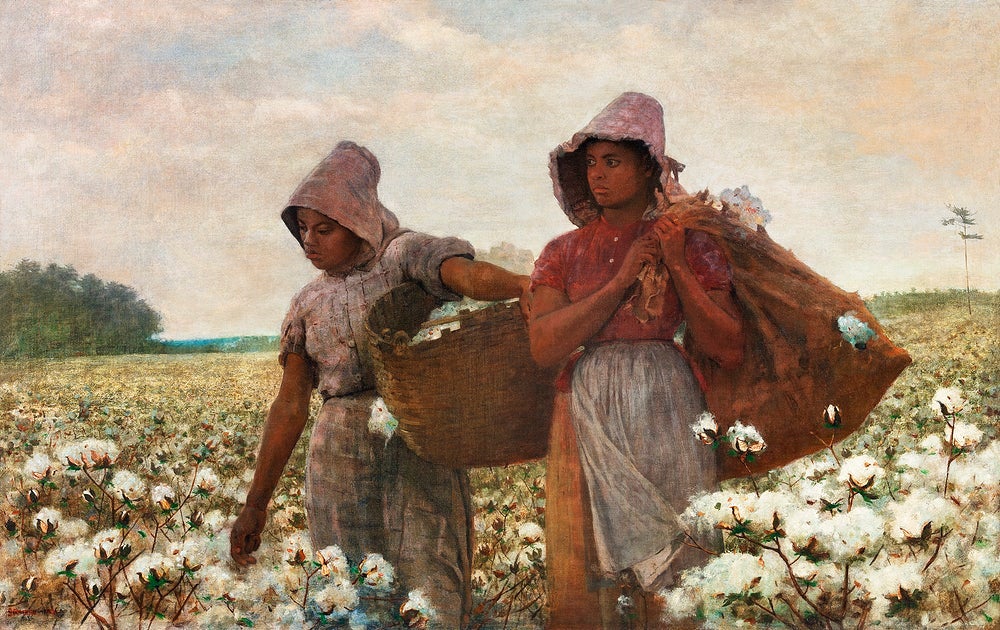 The Cotton Pickers painting - Meri Deewar 3 : 2 Horizontal Premium Wall Art Canvas by MeriDeewar