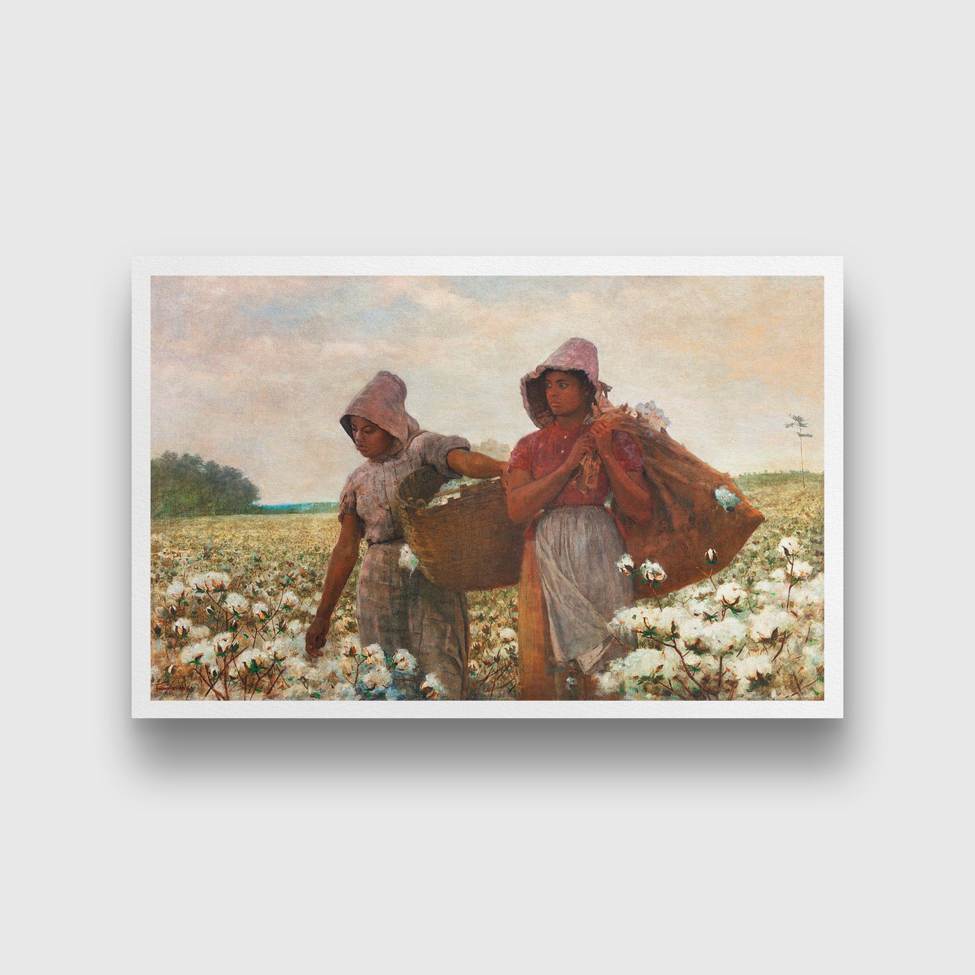 The Cotton Pickers painting - Meri Deewar 3 : 2 Horizontal Premium Wall Art Canvas by MeriDeewar