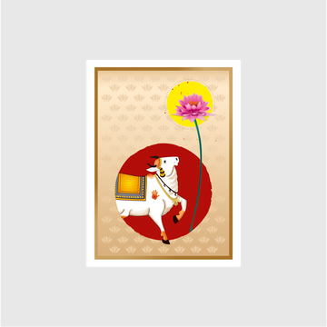The Cow deity at the famous Vaishnav temple of Shri Nathadwara - Meri Deewar 4 X 5.5 Vertical Premium Wall Art Canvas by MeriDeewar