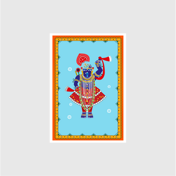 The deity at the famous Vaishnav temple of Shri Nathadwara in Rajasthan Painting - Meri Deewar 2 : 3 Vertical Premium Wall Art Canvas by MeriDeewar