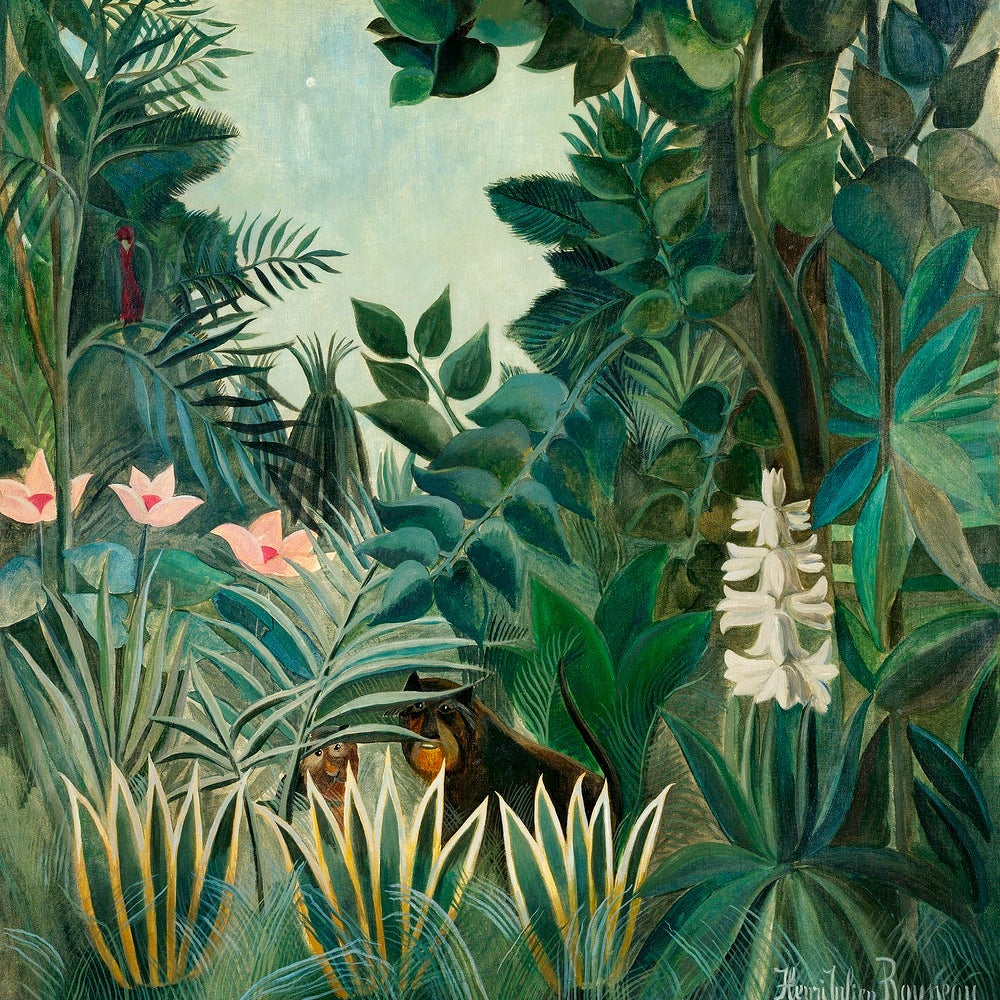 The Equatorial Jungle painting - Meri Deewar 1 : 1 Square Premium Wall Art Canvas by MeriDeewar