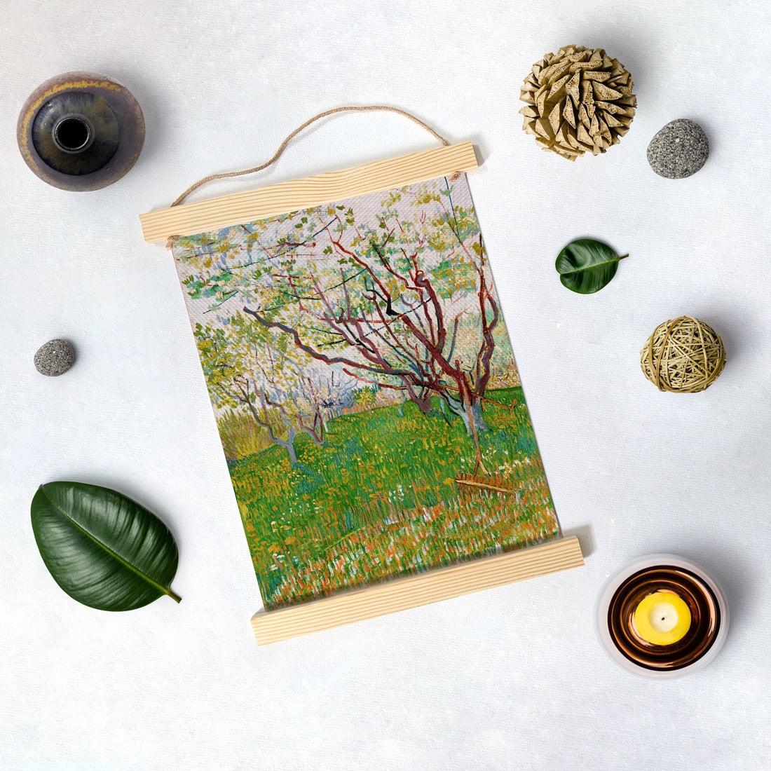 The Flowering Orchard By Van Gogh Hanging Canvas Painting - Meri Deewar Hanging Canvas Premium Wall Art Canvas by MeriDeewar