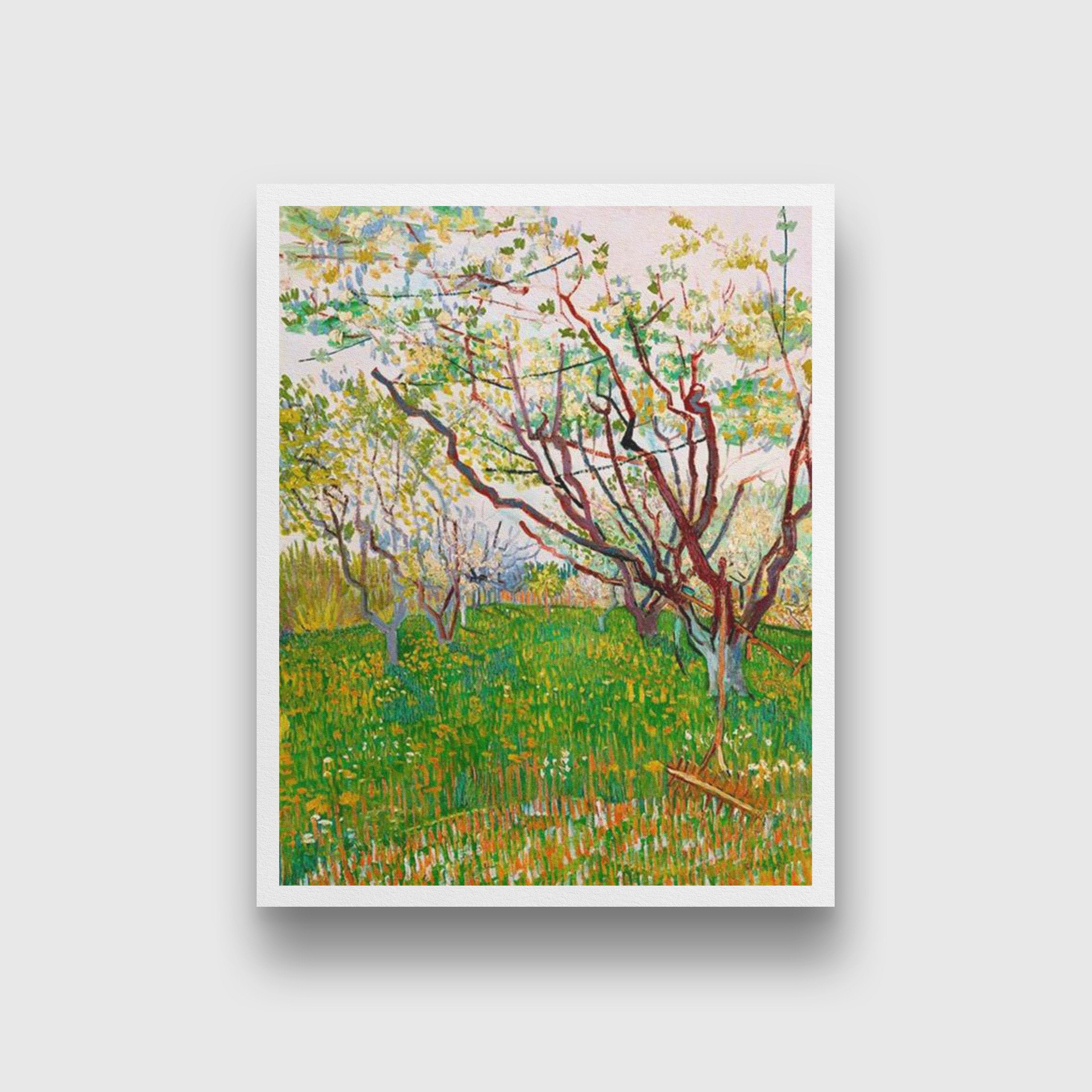 The Flowering Orchard By Van Gogh Painting - Meri Deewar 4 :5 Vertical Premium Wall Art Canvas by MeriDeewar