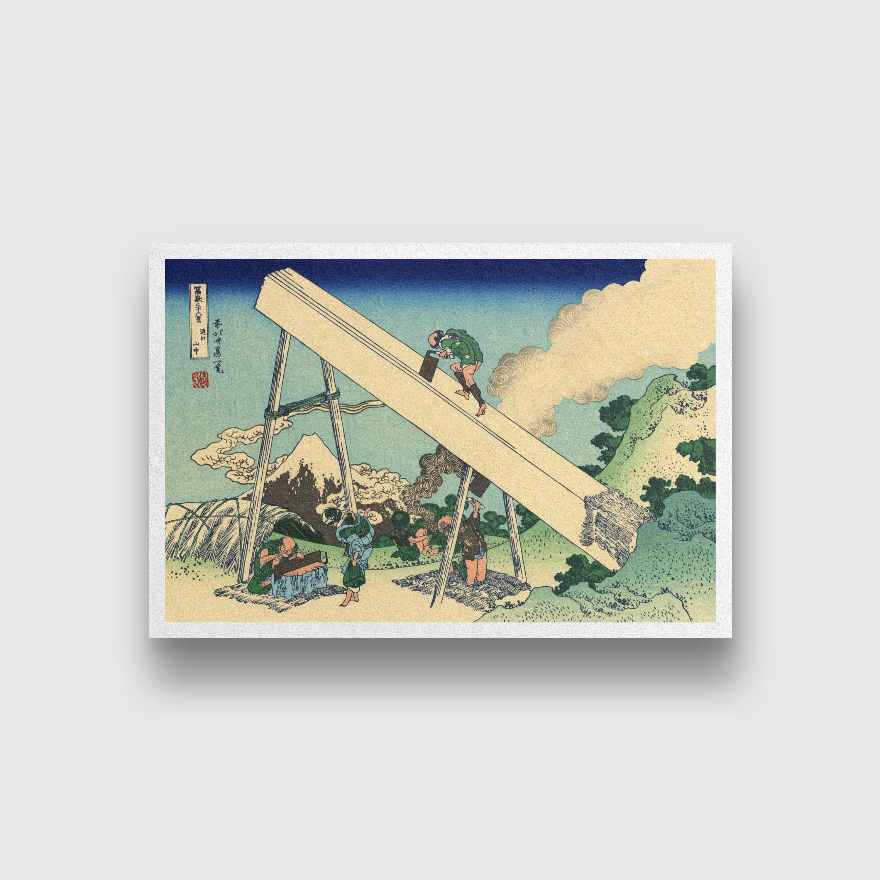 The Fuji From The Mountains Of Totomi Painting - Meri Deewar 3 : 2 Horizontal Premium Wall Art Canvas by MeriDeewar