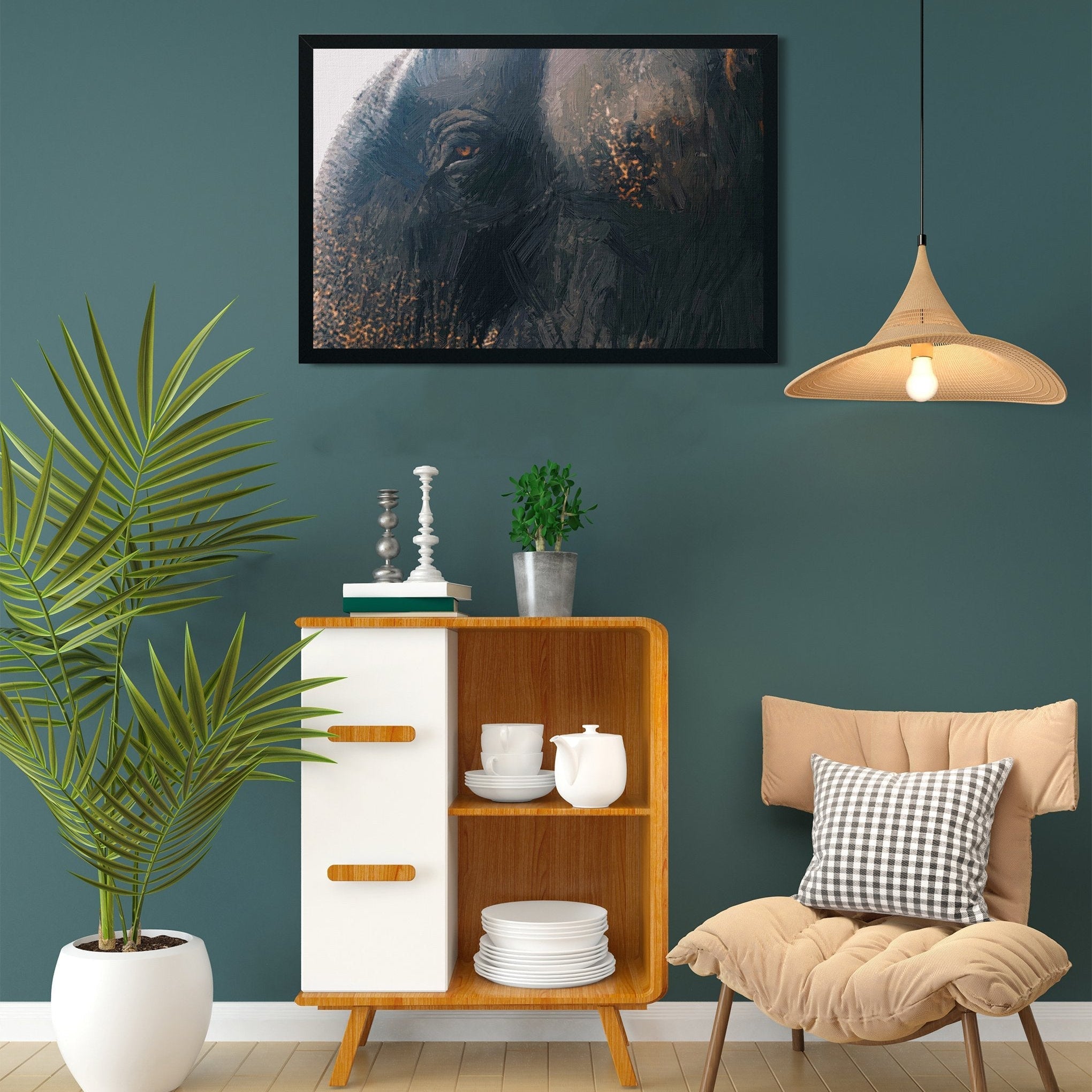 The gaze of an elephant Painting - Meri Deewar 3 : 2 Horizontal Premium Wall Art Canvas by MeriDeewar