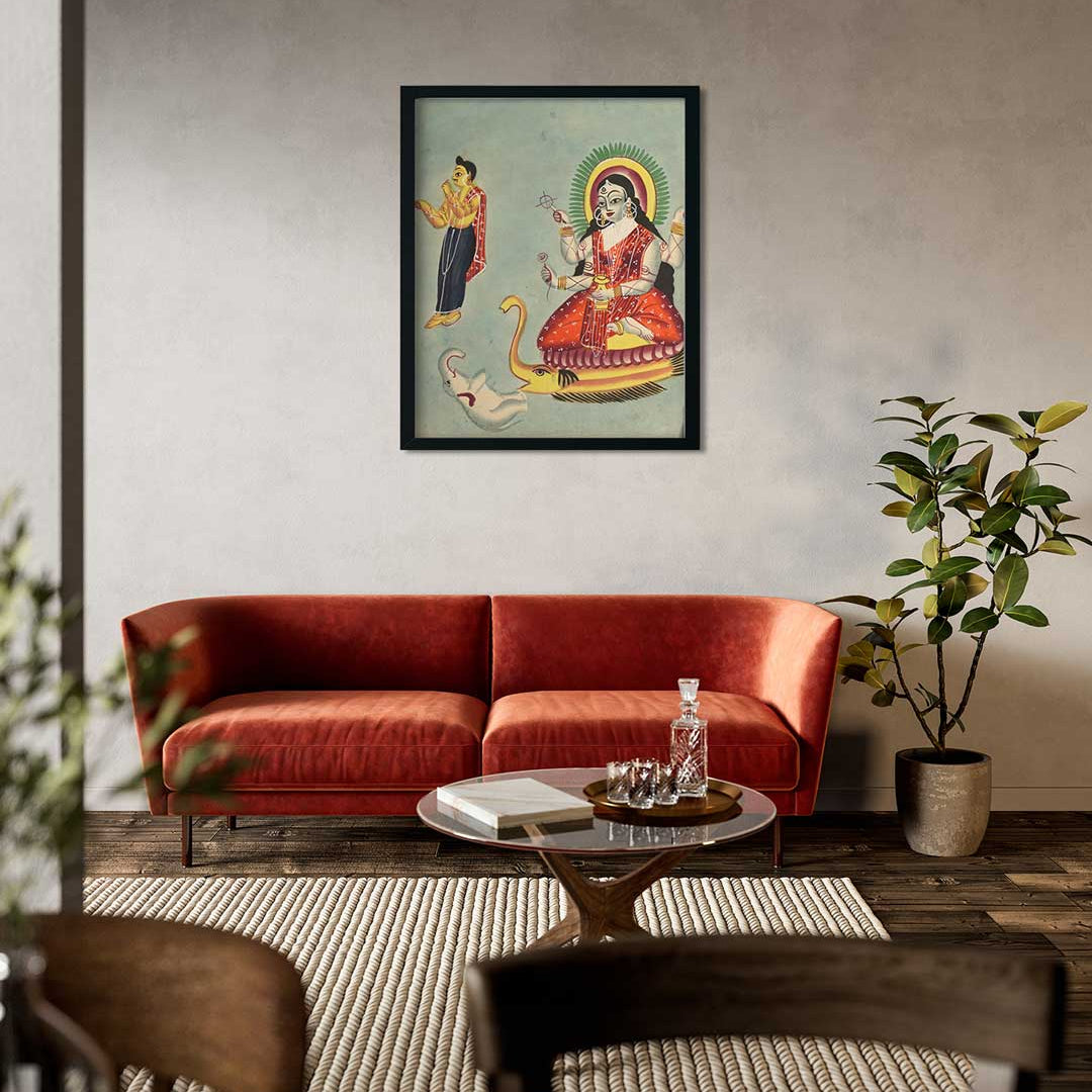 The Goddess Ganga Painting 4 :5 Vertical Premium Wall Art Canvas by MeriDeewar