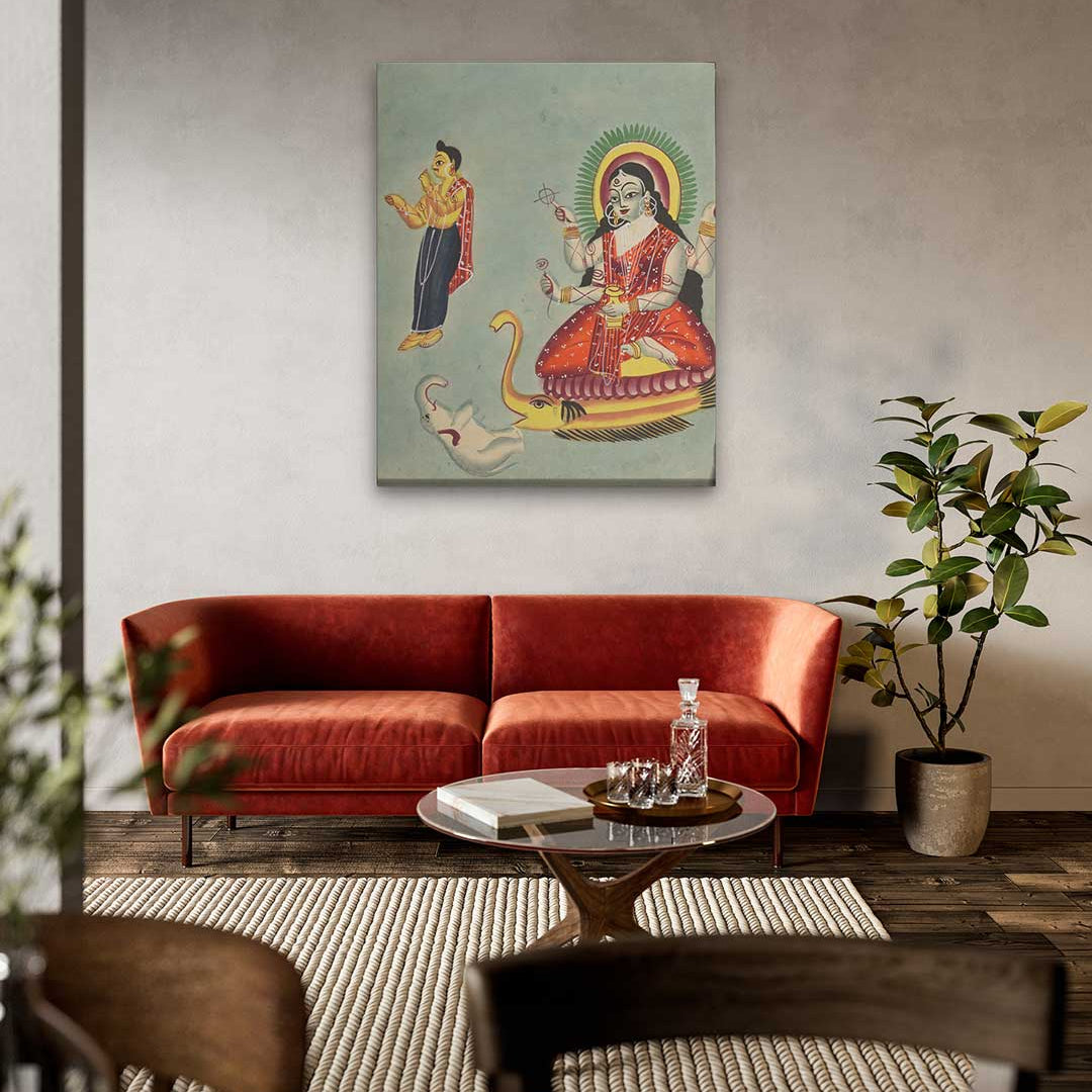 The Goddess Ganga Painting 4 :5 Vertical Premium Wall Art Canvas by MeriDeewar