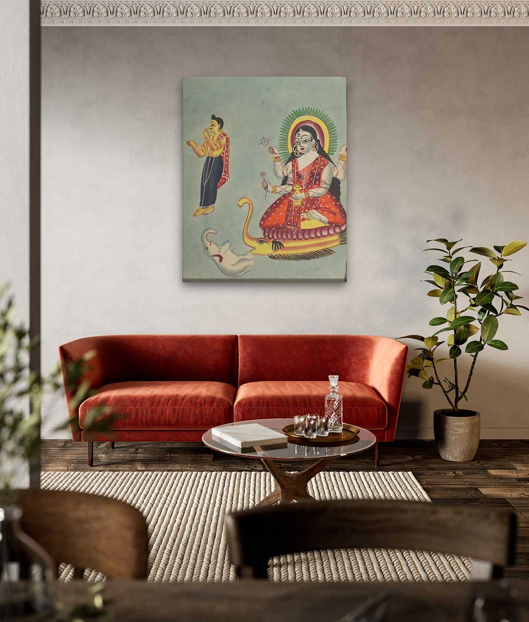 The Goddess Ganga Painting 4 :5 Vertical Premium Wall Art Canvas by MeriDeewar