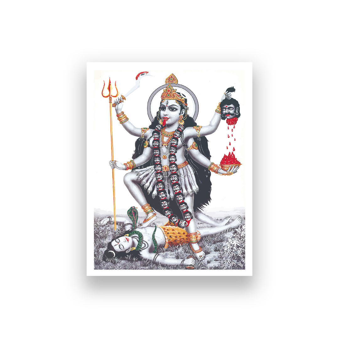 The Goddess of Power Kali Wall Painting 3 : 4 Vertical Premium Wall Art Canvas by MeriDeewar