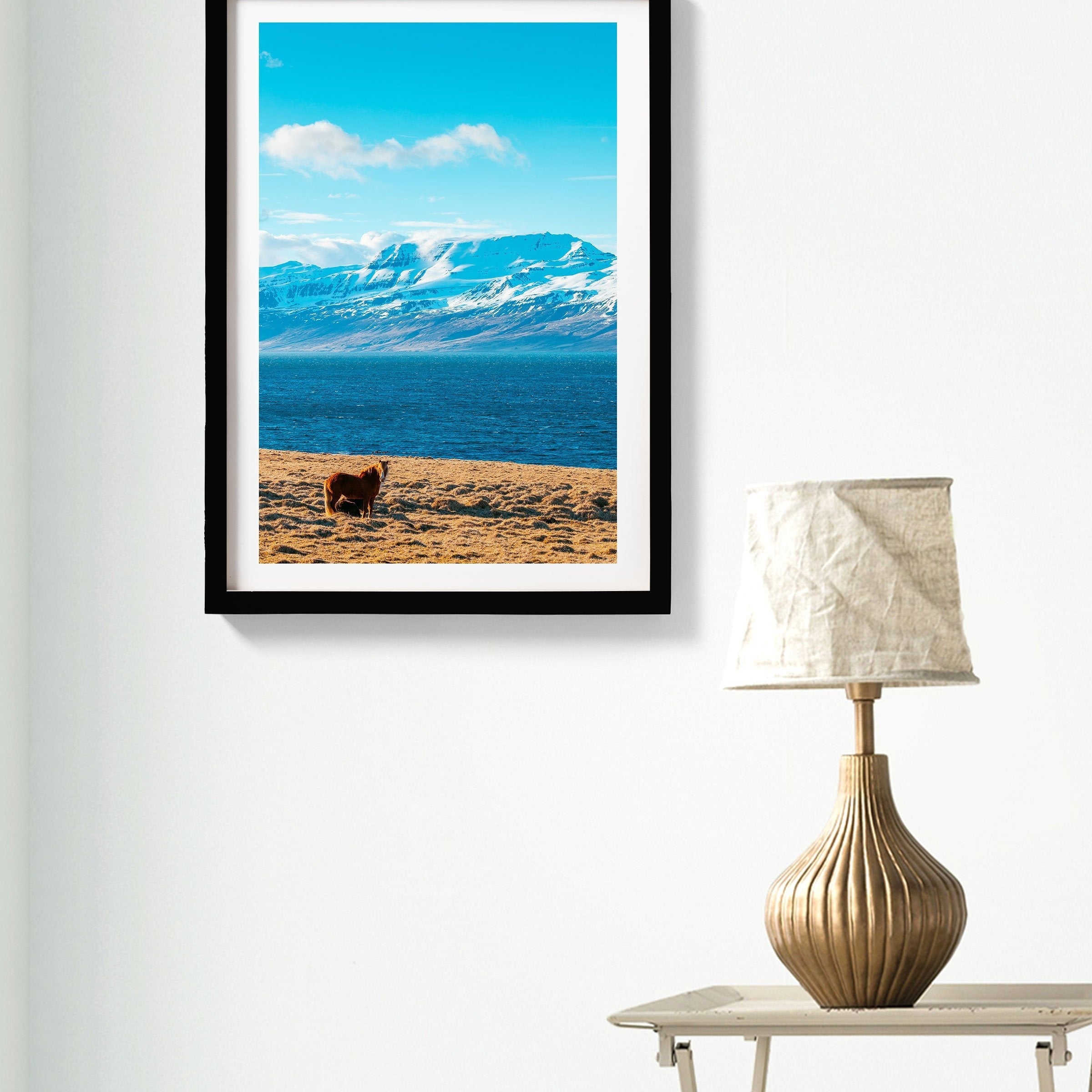 The golden Horse Painting - Meri Deewar 2 : 3 Vertical Premium Wall Art Canvas by MeriDeewar