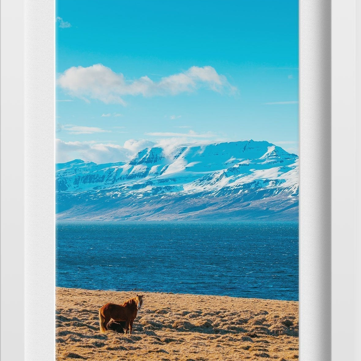 The golden Horse Painting - Meri Deewar 2 : 3 Vertical Premium Wall Art Canvas by MeriDeewar
