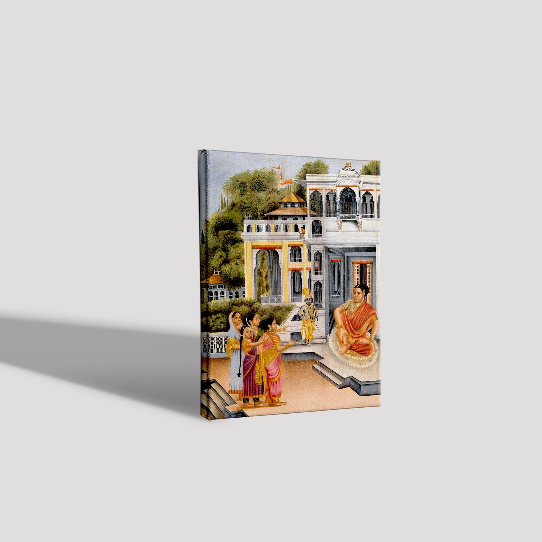 The gopis complaining to Yasosa about Krishna's pranks Painting - Meri Deewar 3 : 4.2 Vertical Premium Wall Art Canvas by MeriDeewar