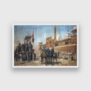 The Great Mogul and His Court Returning from the Great Mosque at Delhi Painting 3 : 2 Horizontal Premium Wall Art Canvas by MeriDeewar
