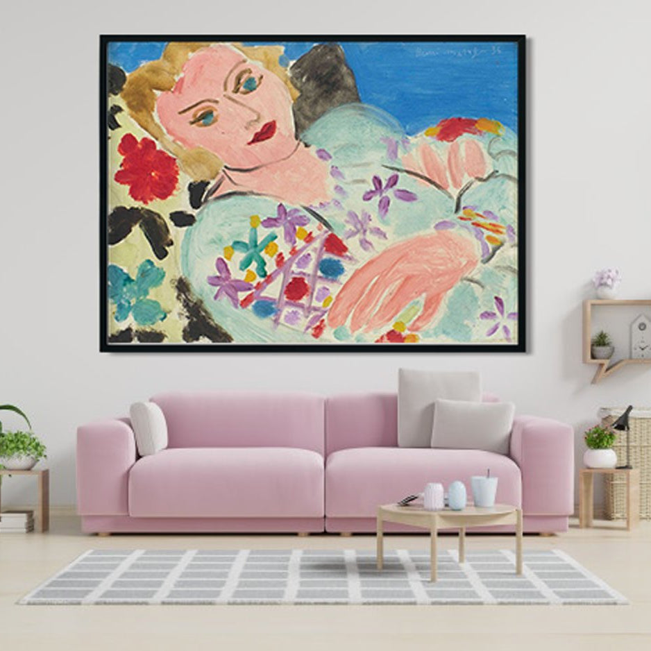 The Green Emroidered Blouse Painting - Meri Deewar 4 : 3 Horizontal Premium Wall Art Canvas by MeriDeewar