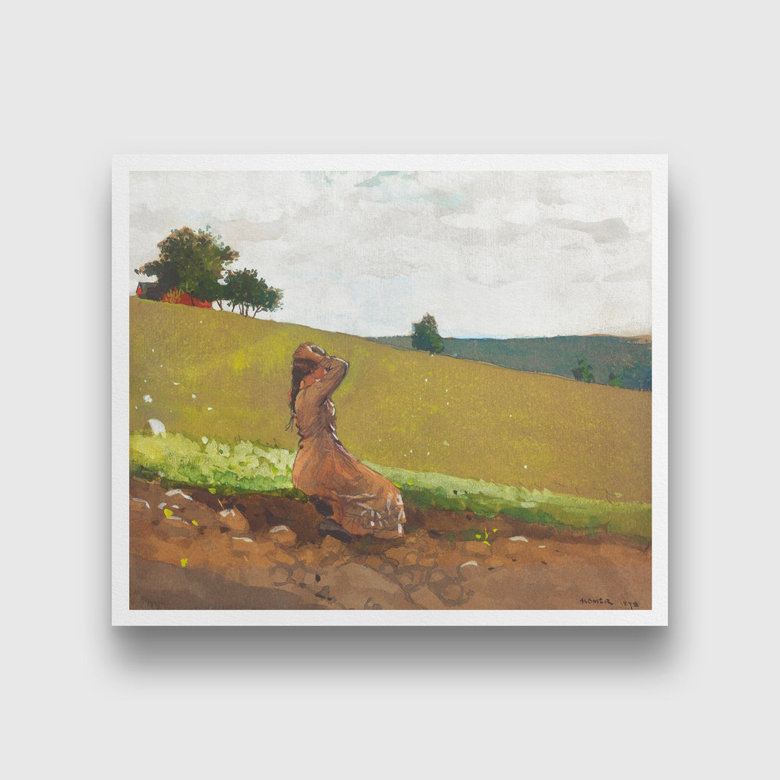 The Green Hill painting - Meri Deewar 6 : 5 Horizontal Premium Wall Art Canvas by MeriDeewar