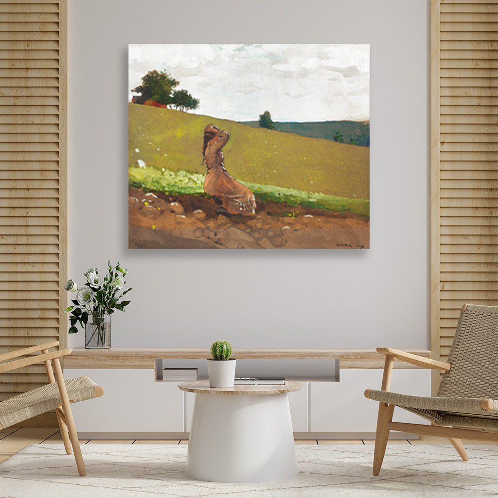 The Green Hill painting - Meri Deewar 6 : 5 Horizontal Premium Wall Art Canvas by MeriDeewar