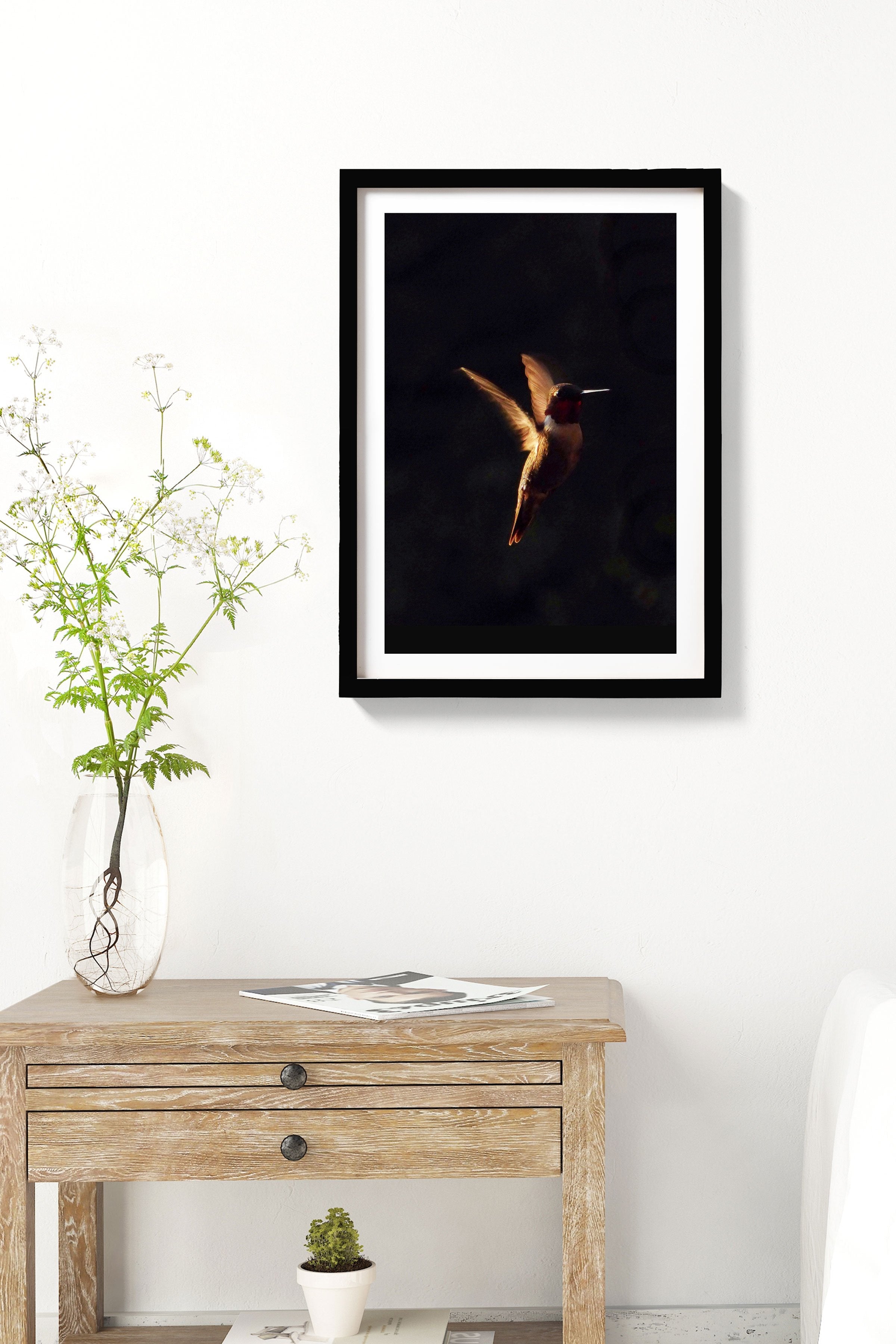 The humming bird Painting - Meri Deewar 2 : 3 Vertical Premium Wall Art Canvas by MeriDeewar