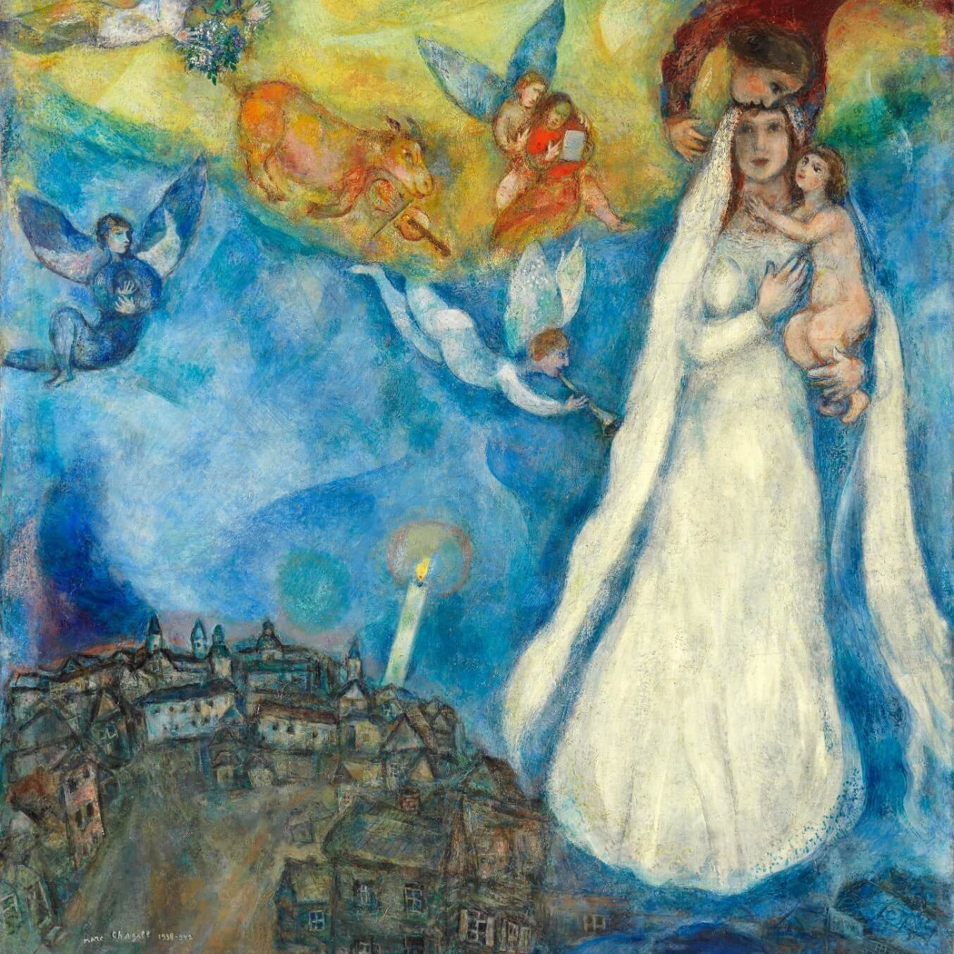 The Madonna of the Village Painting - Meri Deewar 1 : 1 Square Premium Wall Art Canvas by MeriDeewar