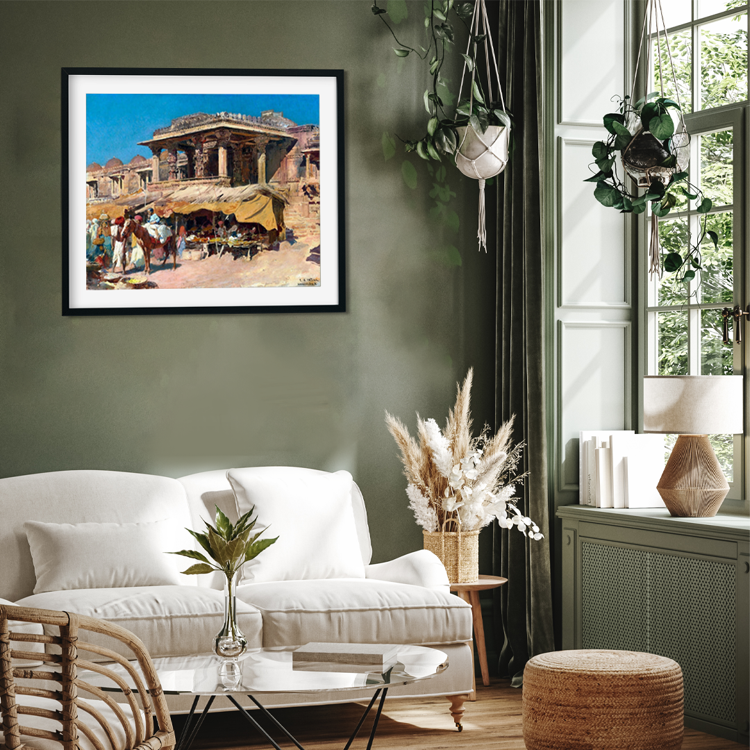 The Market in Ahmadabad Painting 6 : 5 Horizontal Premium Wall Art Canvas by MeriDeewar