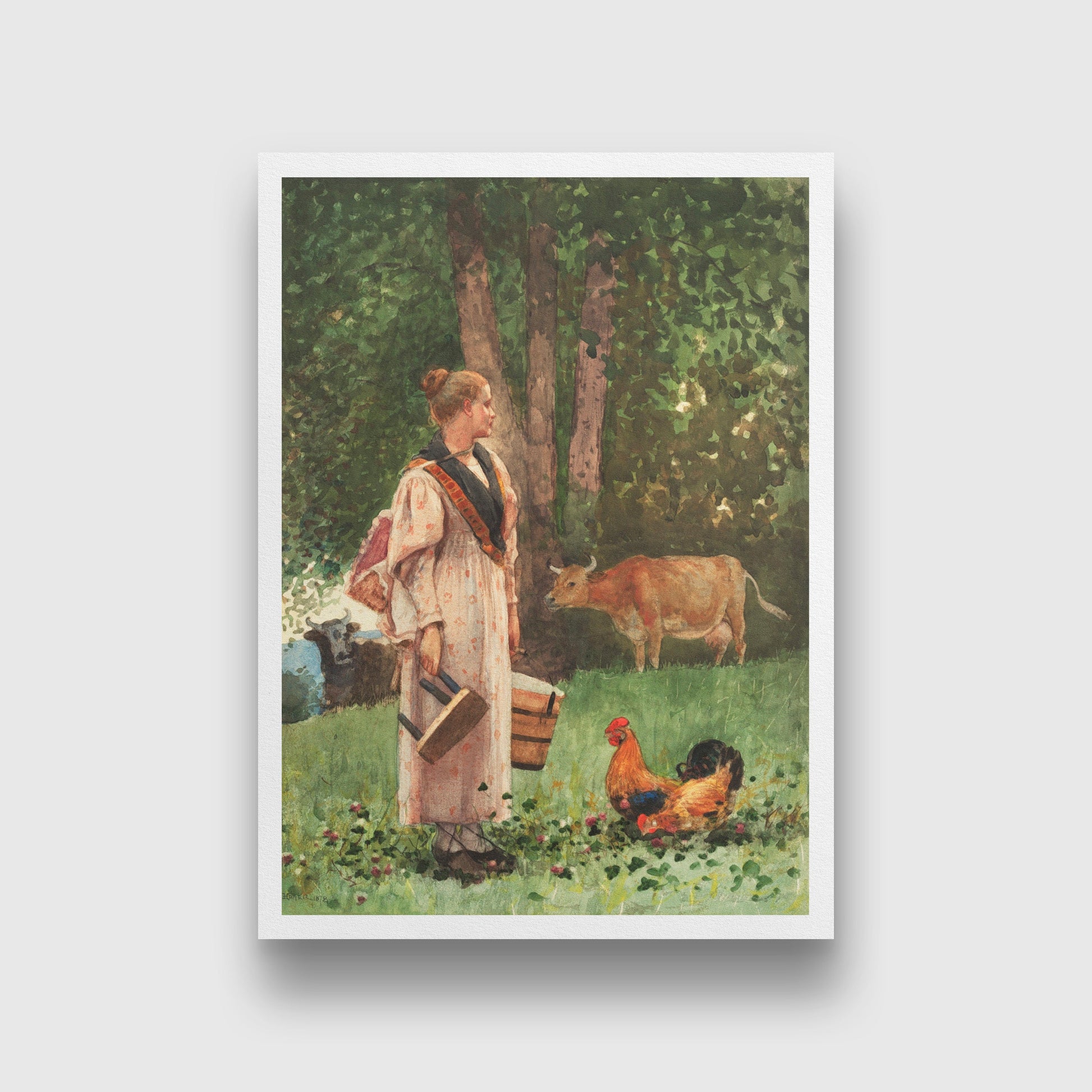 The Milk Maid painting - Meri Deewar 4 X 5.5 Vertical Premium Wall Art Canvas by MeriDeewar