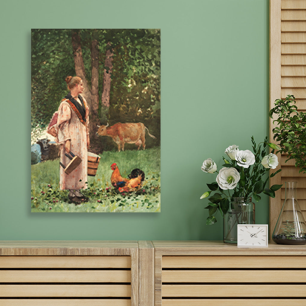 The Milk Maid painting - Meri Deewar 4 X 5.5 Vertical Premium Wall Art Canvas by MeriDeewar