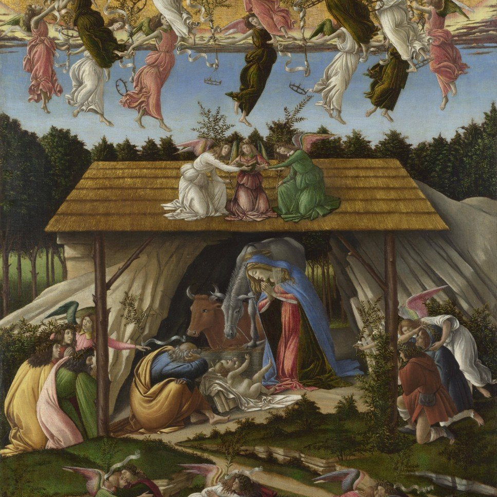 the Mystical Nativity Painting - Meri Deewar 2 : 3 Vertical Premium Wall Art Canvas by MeriDeewar