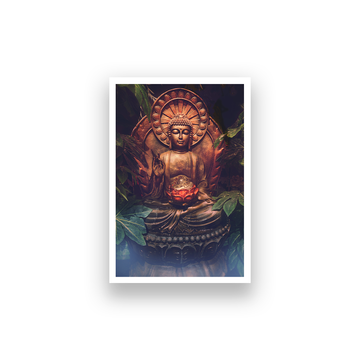 The Mystique of Buddha Wood Stretched Wall Painting 2 : 3 Vertical Premium Wall Art Canvas by MeriDeewar