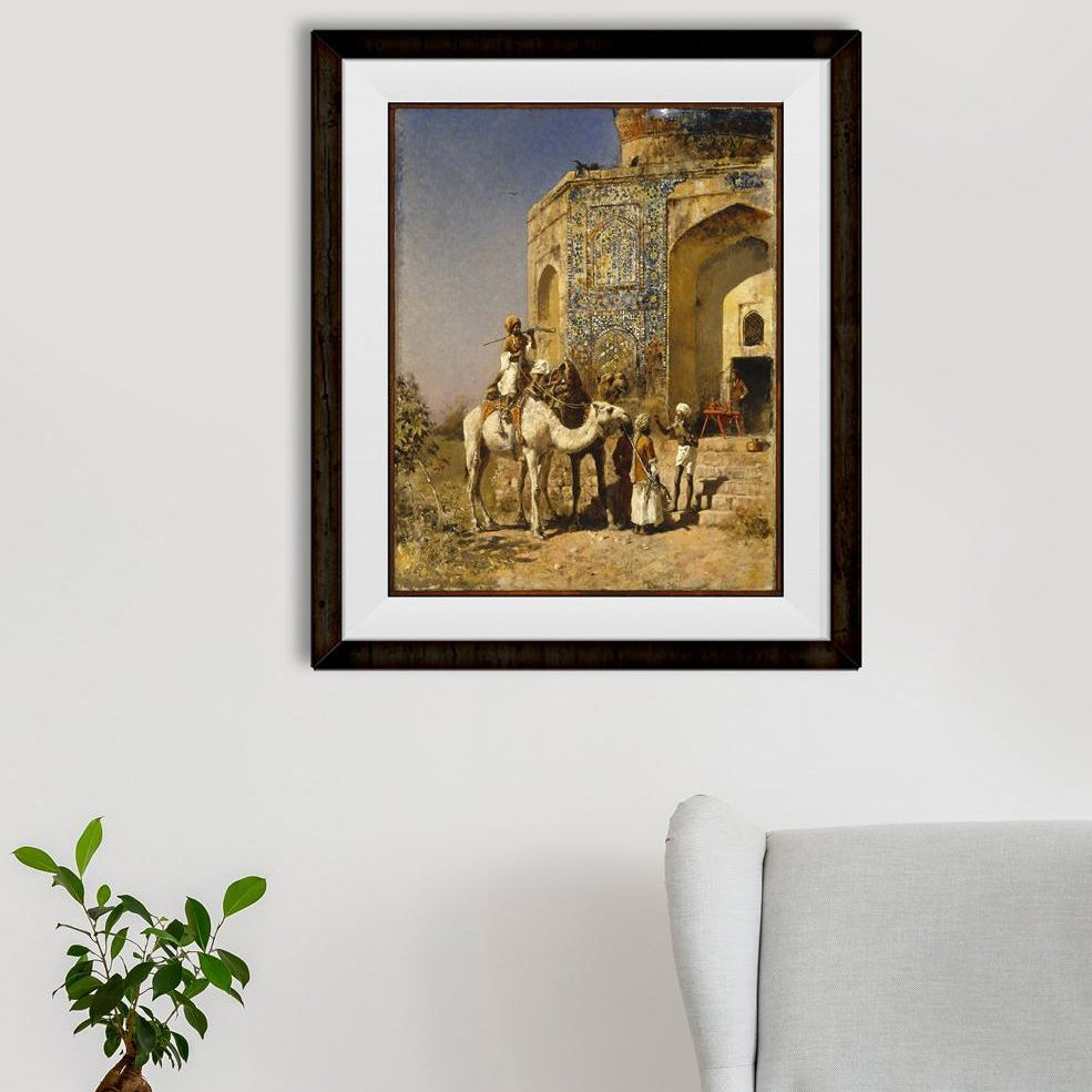 The Old Blue-Tiled Mosque Outside of Delhi, India Painting - Meri Deewar 4 :5 Vertical Premium Wall Art Canvas by MeriDeewar