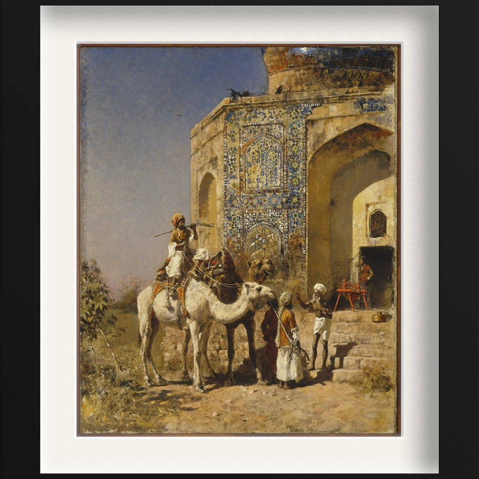The Old Blue-Tiled Mosque Outside of Delhi, India Painting - Meri Deewar 4 :5 Vertical Premium Wall Art Canvas by MeriDeewar